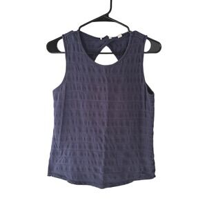 Jack Wills Womens Navy Blue Cotton Textured Cutout Back Sleeveless Tank Top US 4